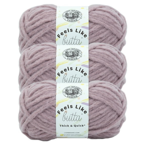 Lion Brand Yarn Feels Like Butta Thick & Quick Woodrose Super Bulky Polyester Pink Yarn 3 Pack