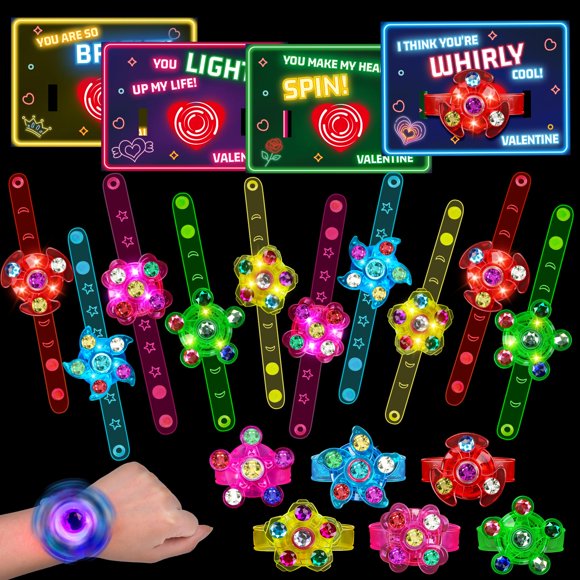 Pulseras Fidget Spinner Thremhoo Light Up, 24 unidades, para niños
