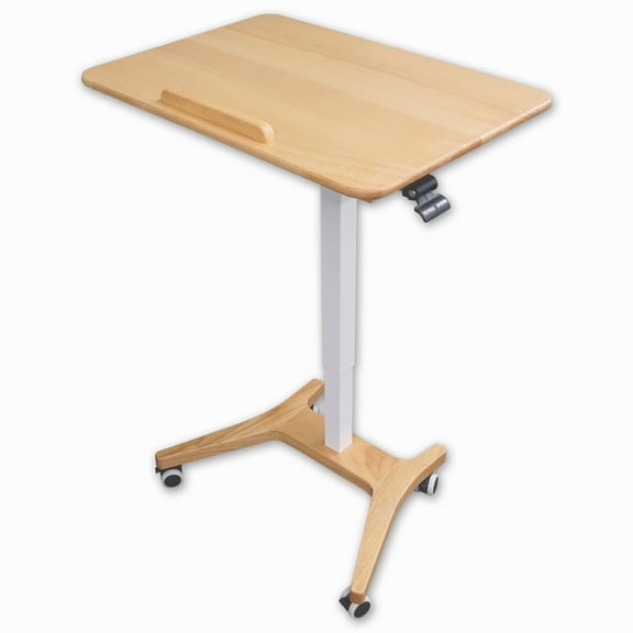 Victor Solid Wood Mobile Standing Desk – Adjustable Height, Ergonomic Stand-Up Desk for Your Office, Sturdy Workstation, Modern Design and Space-Saving Solution
