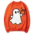 thumbnail image 5 of Jsaierl Womens Halloween Sweatshirts Spooky Pumpkin Ghost Graphic Sweatshirt Stretch Crewneck T-shirt Long Sleeve Tunic Pullover Tops Halloween Gifts, 5 of 5