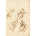thumbnail image 2 of Jacopo Palma il Giovane 18x24 Gold Ornate Framed and Double Matted Museum Art Print Titled - Studies for an Annunciation (Recto), 2 of 4