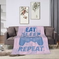 thumbnail image 6 of DouZhe Ultra-Soft Micro Fleece Lightweight Flannel Bed Blanket, Cartoon Eat Sleep Game Controller Pink Print Cozy Warm Throw Blankets, 40"x30", 6 of 7