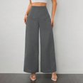 thumbnail image 5 of Comdrip Women's Pants Women's Loose Pleated Front Long Pants Wide Leg Trousers Solid Causal Dress Pants Women Grey M, 5 of 8