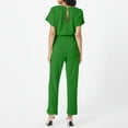 thumbnail image 2 of Huankd Womens Summer Casual Short Sleeve Pants Suit Beach Vacation Romper Belted Dressy Wedding Guest Jumpsuit Jumper Green 2XL, 2 of 5