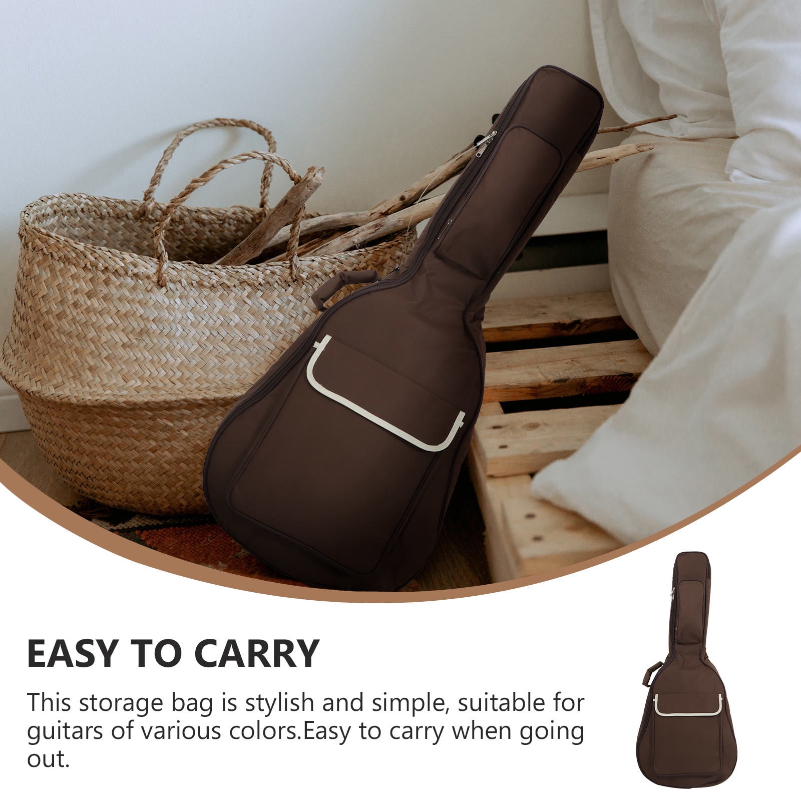 FENGGUIQU 1Pc Thickened Guitar Bag Coffee with Cotton Padding Protective Storage for Acoustic Guitar