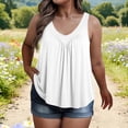 thumbnail image 2 of DDAPJ pyju Womens Plus Size Tank Tops Sleeveless Hide Belly Shirt Flowy Pleated Tunics Summer Casual Blouses White XXXXXL, 2 of 6