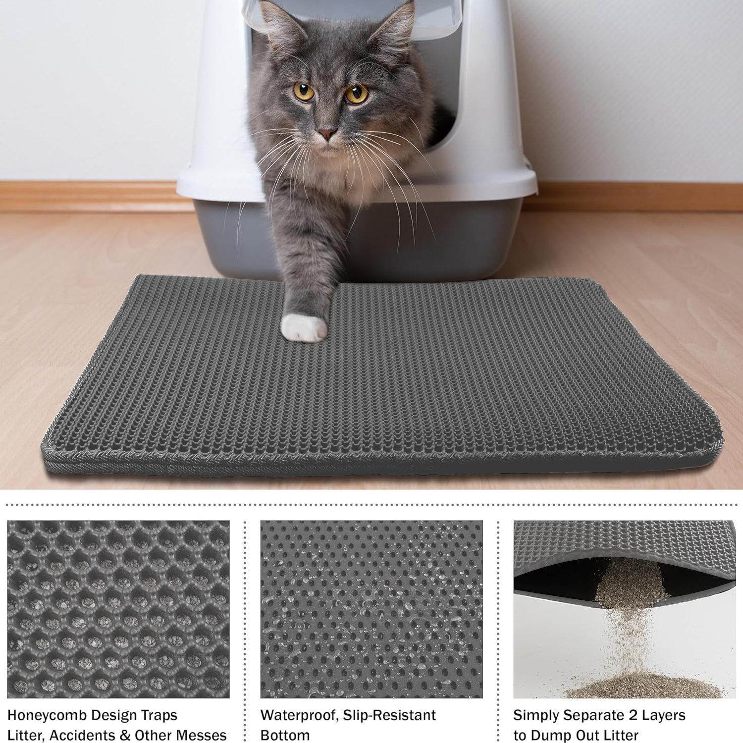 BN-LINK 17" x 23" Cat Litter Mat, Honeycomb Double Layer photo 4