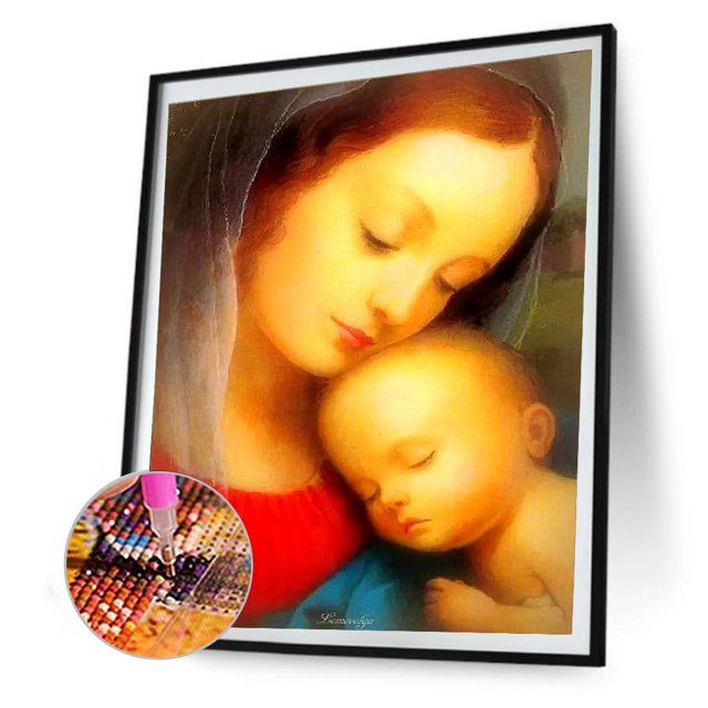 Cuadros Decorativos Cuadro de diamantes 5D DIY madre e hijo taladro redondo completo imagen de diamantes de imitación Tmvgtek embutido en tela