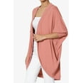 thumbnail image 3 of TheMoogan Women's Cocoon Draped Jersey Knit 3/4 Sleeve Oversized Open Front Cardigan, 3 of 7