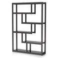 thumbnail image 4 of Demi Bonn 6 Tier Bookshelf, Wood and Metal Bookcase Storage Organizer, 69" Tall Display Standing Staggered Shelf Unit for Bedroom, Living Room, Black, 4 of 4