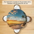 thumbnail image 2 of Beach Sunset Round Tablecloth with Elastic Edged, Beach Palm Trees Fitted Table Cover Wipeable Round Table Cloth for Indoor Outdoor Use Fits Tables up to 40-44 inch Diameter, 2 of 5