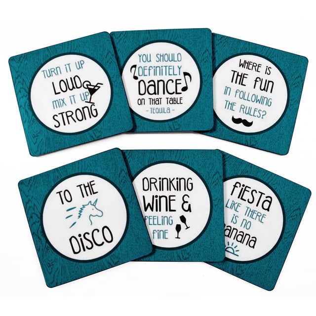 Inkdotpot Ensemble de 6 sous-Verres Décoratifs, Base à Lèvres 4 Pouces Carrés Imprimés