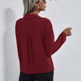 thumbnail image 4 of Camisas con hombros caídos para mujer Camisas con cuello vuelto Camisas con cuello en V Camisas de manga larga con un solo pecho Vino Rojo S, 4 of 6