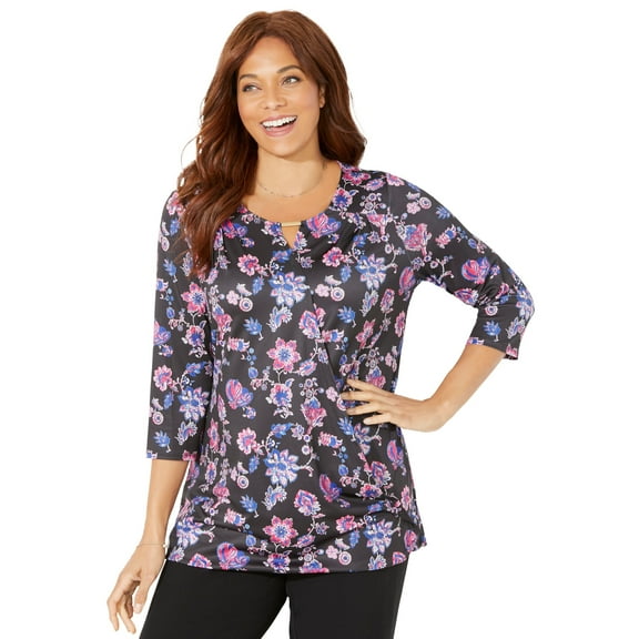 Catherines Women's Plus Size Wrap Front Top