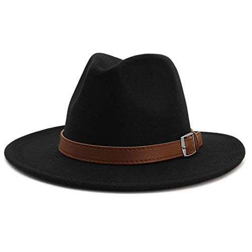 Gossifan Fedora Hats for Men Wide Brim Panama Hat with Classic Belt