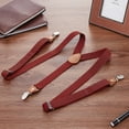 thumbnail image 5 of Buyless Fashion Leather End 2 Pack Suspenders for Men - 48" Elastic Adjustable Straps 1" - Y Shape - 5138-2-Burgundy, 5 of 7