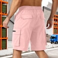 thumbnail image 3 of Nestiefly Mens Casual Sweat Cargo Cotton Shorts Drawstring Elastic Waist Athletic Workout Gym Jogger Shorts with Pockets Pink 2XL, 3 of 3