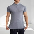 thumbnail image 2 of USNSM Mens Shirts Quarter Zip Short Sleeve Gym Workout Performance Moisture Wicking Athletic Quick Dry Compression Shirt for Men Gray XXL, 2 of 9