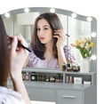thumbnail image 5 of USIKEY Women Modern Large Vanity Set with Lighted Mirror and Storage Cabinets Table Set, Gray, 5 of 10