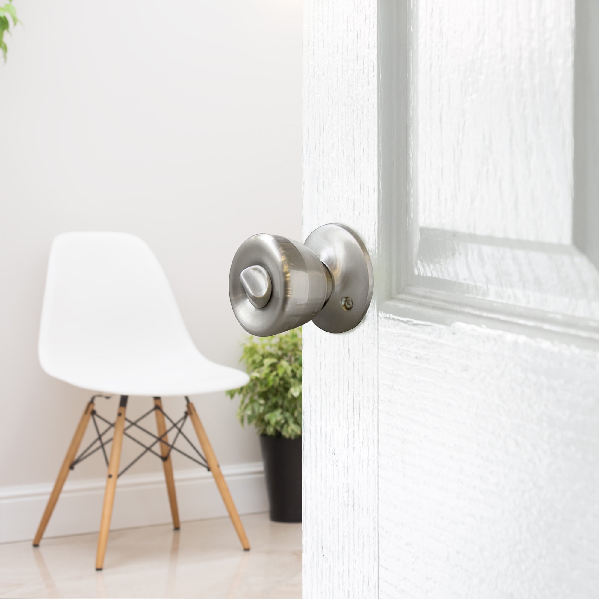 Design House WM319072 Terrace 6-Way Universal Privacy Bed and Bath Door Knob Satin Nickel 6-Pack