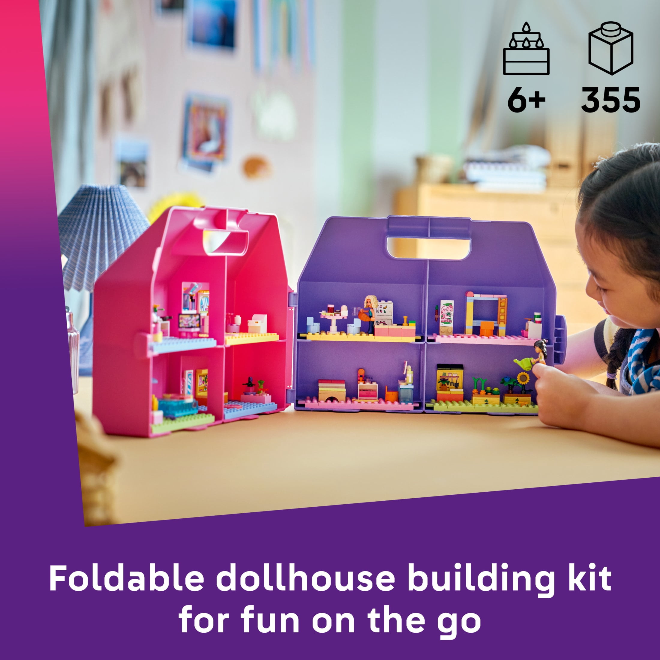 LEGO Friends Creative Dollhouse Suitcase - Building Toy for Girls & Boys, Ages 6+ - Portable Dollhouse Set with 8 Rooms & 2 Minidolls - Gift for Kids - 42697