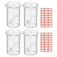 thumbnail image 1 of Vaso de vidrio de 5 ml, 4 unidades, vaso medidor graduado de borosilicato, tazas de laboratorio, seguras para el calor, transparentes con pico, etiqueta para líquidos., 1 of 6