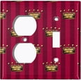 thumbnail image 4 of Metal Light Switch Plate Cover Elegant Yellow Crown Striped Burgundy Damask DAM086, 4 of 13