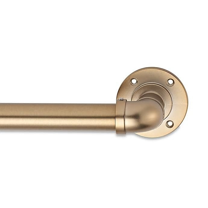 Cambria Industrial 84 Inch Single Curtain Rod Set In Warm Gold Com Single Curtain Rod Set In Warm Gold, Bed Bath And Beyond Curtain Rod Brackets