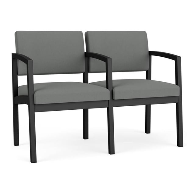 Lenox Steel Reception Waiting 2 Seats Chair / Black Steel / Light Gray