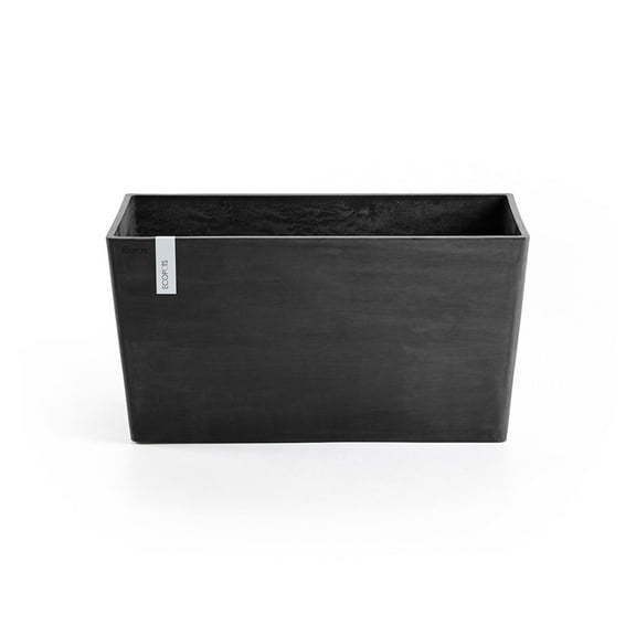 Ecopots Paris Durable Modern Rectangular Indoor/Outdoor Recycled Based Composite Flower Planter, Dark Grey, 23.5"