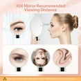thumbnail image 4 of Handheld Magnifying Mirror, Double Sided Travel Magnifying Mirror with 30X/1X Magnification, 360°Adjustable Handle, Portable Multi-Purpose Makeup Mirror, Dorm Room Essentials for Girls, White, 4 of 8