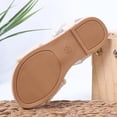 thumbnail image 6 of Girls Kids Flat Sandals Non-Slip PU Faux Leather Open Toe Beige Flower Pearl Hook and Loop Summer Shoes,Size 11.5, 6 of 8