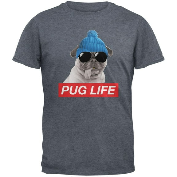 Pug Life Dark Heather Grey Adult T-Shirt - 2X-Large