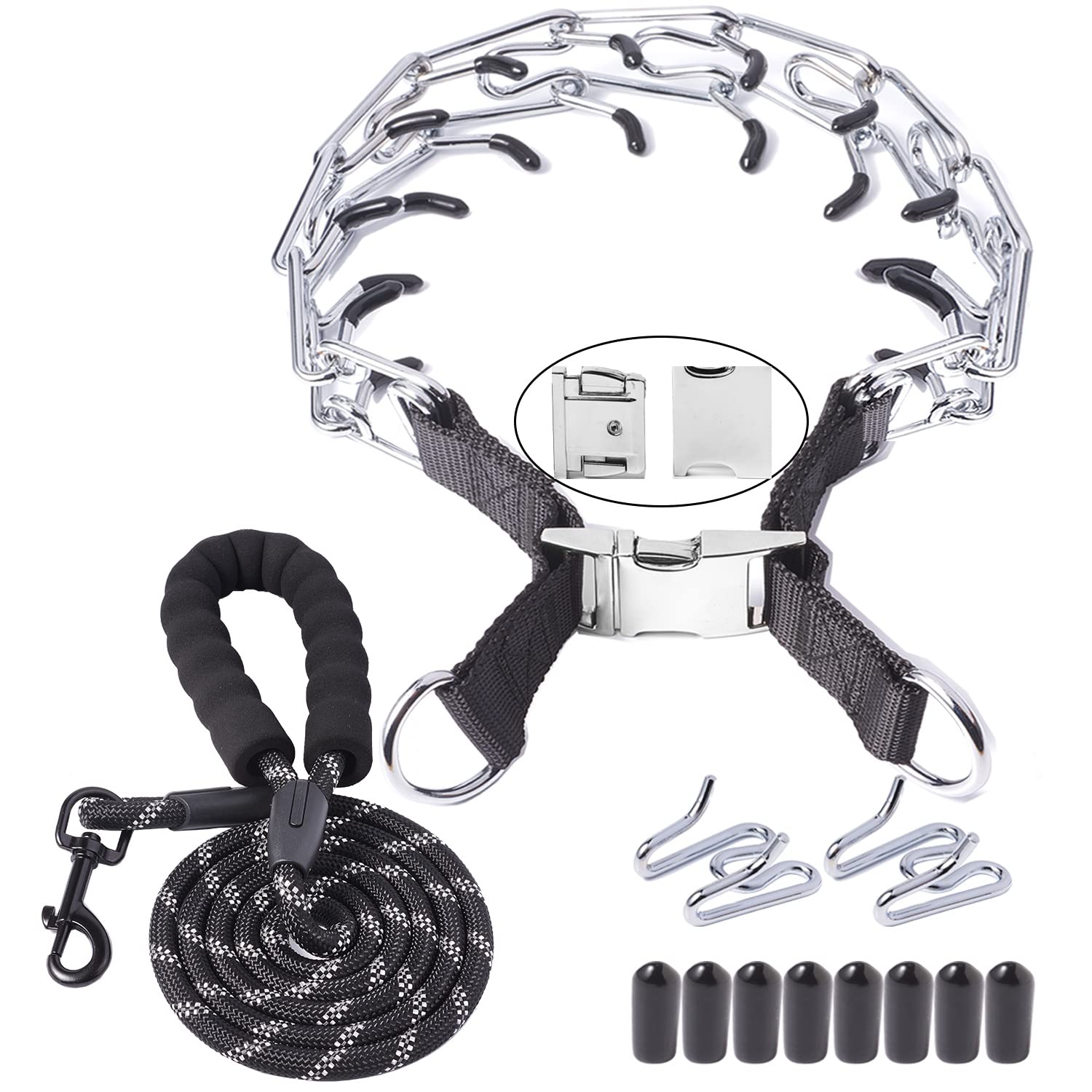 No Pull Dog Collars for Small Medium Large Dogs, Stainless Steel Dog