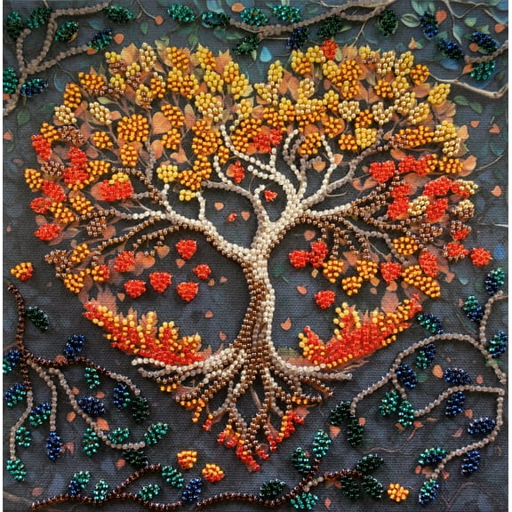 Mid-sized bead embroidery kit - Warm feelings