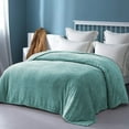 thumbnail image 2 of Exclusivo Mezcla Queen Size Flannel Fleece Blanket, 90"x90" Soft Jacquard Weave Leaves Pattern Velvet Plush Bed Blanket, Celadon, 2 of 7