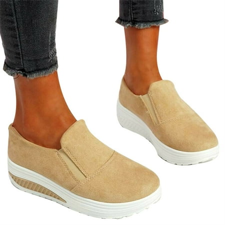 

Women Shoes Breathable Sneakers Slip On Comfort Walking Shoes Women Platform Casual Shoes 43 Khaki
