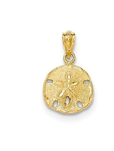 LA BLINGZ 10K Yellow Gold Sand Dollar DC Charm Necklace