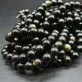 thumbnail image 7 of K-KED Natural Golden Sheen Black Obsidian Round Beads - 4mm 6mm 8mm 10mm 12mm - 15"-10 mm, 7 of 7