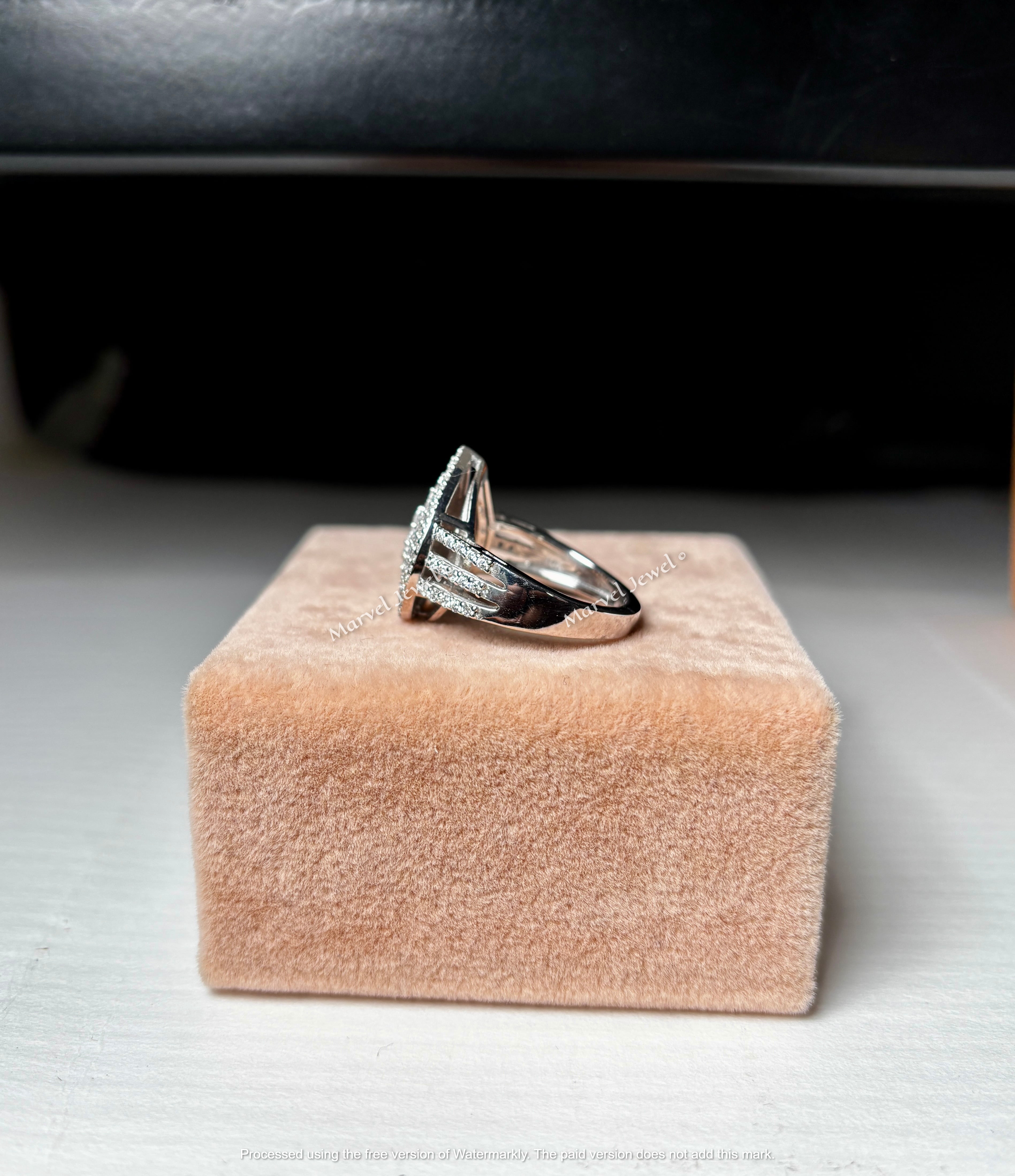 2.2 Carat Diamond Ring 14K White Gold Over Women Gift