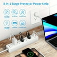 thumbnail image 3 of Prise US Barre d'Alimentation Prise Électrique Prises 5AC 3 Ports USB avec Câble d'Extension 3,3 Pi Filtre de Réseau Multiprise Charge Rapide, 3 of 5