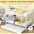 thumbnail image 2 of SESSLIFE Twin Over Twin Bunk Bed with Trundle, Wood Convertible Bunk Bed Frame with Guardrails and Ladder, No Box Spring Needed, Space-Saving Bunk Bed for Bedroom, Dorm, Guest Room, White, 2 of 9