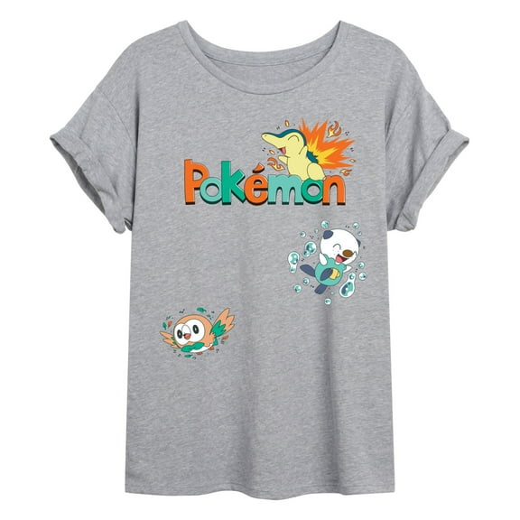 Pokémon - Cyndaquil, Oshawott, Rowlet  - Womens Oversized Graphic T-Shirt