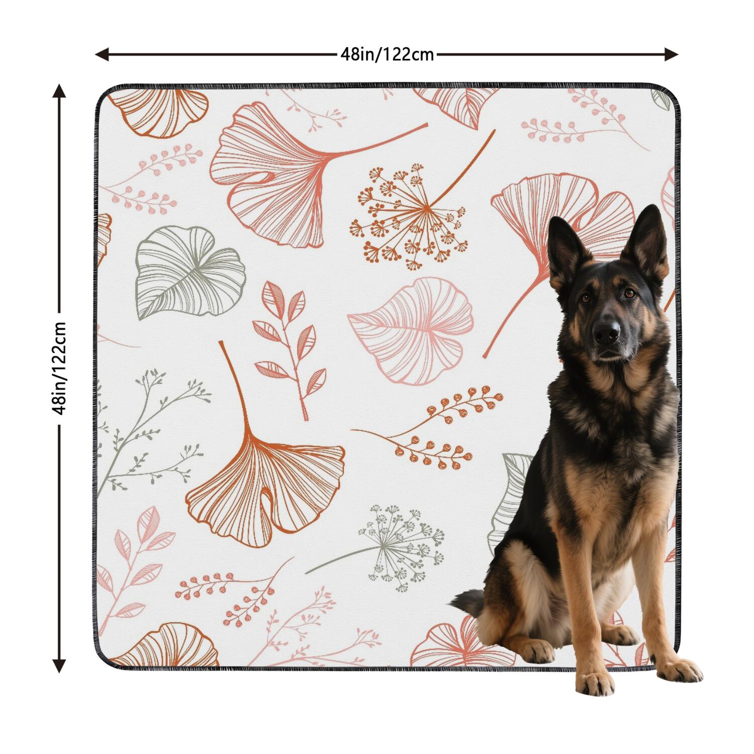 Floral Design Reusable Puppy Pads 2-Pack 48x48 Inch Washable House Training Mats, Highly Absorbent Dog Crate Liners for Large Floor Protection