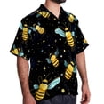 thumbnail image 2 of Starry Bees in the Sky Men's Poplin Shirt, Casual Short Sleeve Printed Button Down Summer Beach Unisex Shirts, 2 of 6
