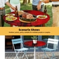 thumbnail image 6 of Elastic Fitted Round Tablecloth, Red Waterproof Stretch Table Cover for 45"-54" Tables, Retro Oil Painting Modern Abstract Art Aesthetics Washable Outdoor Tablecloths for Patio, Picnic, Camping, 6 of 9