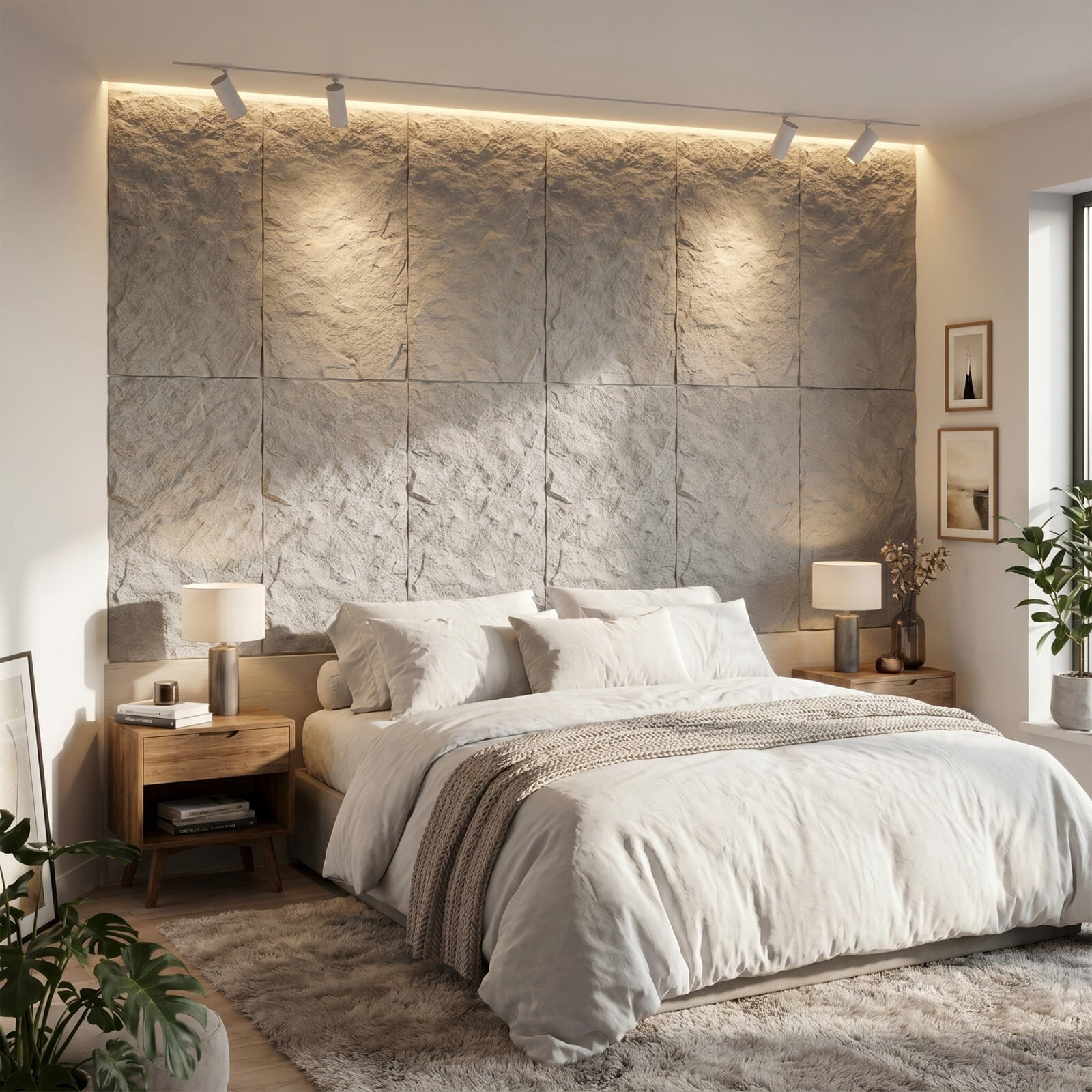 Plank & Hue 4Pcs 48"x24" 3D Faux Stone Wall Panels, Imitation Stone Wall Décor Wainscot Panel Board for Interior Accent Walls, Stone Gray