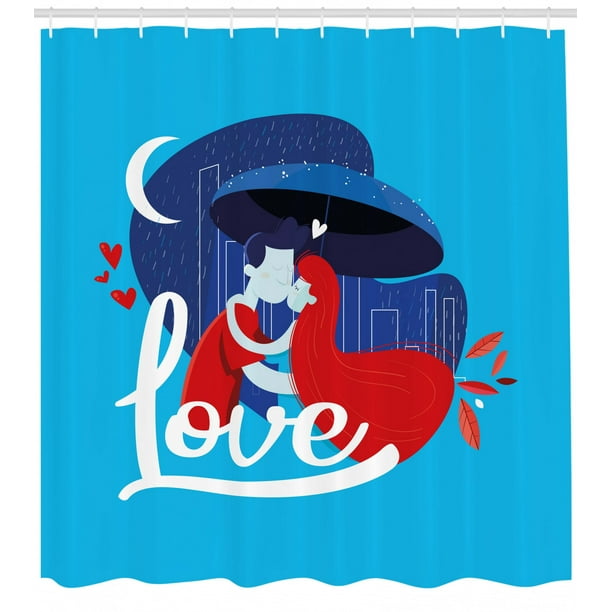 Kissing Shower Curtain Man And Woman Hugging Under Umbrella On Kissing Shower Curtain Man And Woman