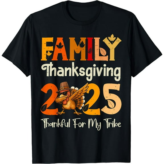 Family Thanksgiving 2025 Crew Dabbing Turkey Group Matching T-Shirt