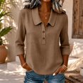 thumbnail image 6 of Summer Sales Womens Summer Tops Loose‑Fit Cotton‑Linen 3/4 Sleeve Lightweight Casual Blouse Oversized Tshirts for Women Under 12$, 6 of 6